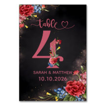 Carte de numéro de table de mariage Floral Blush 4