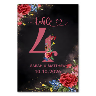 Carte de numéro de table de mariage Floral Blush 4