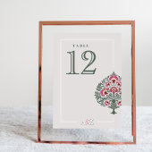 Carte de Numéro de Table de Mariage Floral Moghol