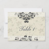 Carte de numéro de table de mariage - Floral noir  (Dos)