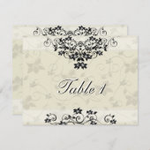 Carte de numéro de table de mariage - Floral noir  (Devant / Derrière)