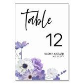 Carte de numéro de table de Mariage floral pourpre (Dos)