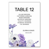 Carte de numéro de table de Mariage floral pourpre (Dos)