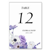 Carte de numéro de table de Mariage floral pourpre (Par défaut)