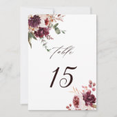 Carte de numéro de table de mariage floral Romance (Devant)