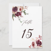 Carte de numéro de table de mariage floral Romance (Dos)