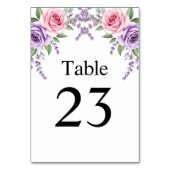 Carte de numéro de table de mariage floral rose la (Dos)