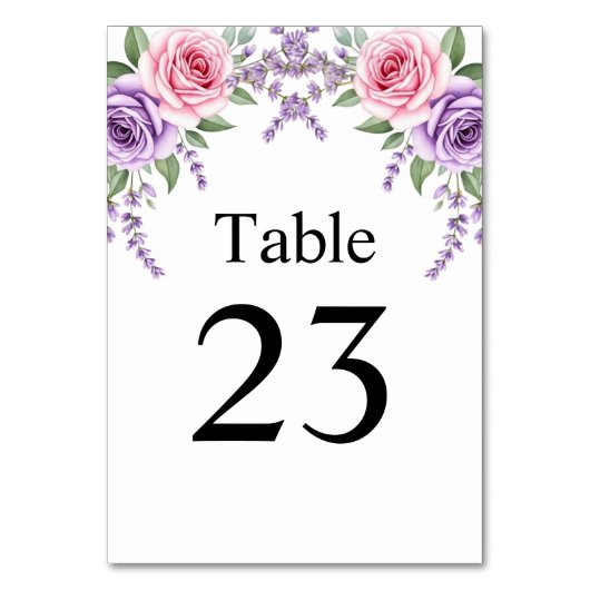 Carte de numéro de table de mariage floral rose la (Par défaut)