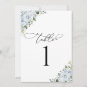 Carte de numéro de table de mariage florale bleu c (Devant)