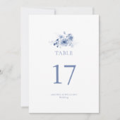 Carte de numéro de table de mariage florale bleu p (Devant)