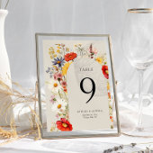 Carte de numéro de table de mariage florale de fle