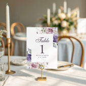 Carte de numéro de table de mariage florale lilas