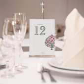 Carte de numéro de table de mariage florale moghol