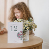 Carte de numéro de table de mariage florale moghol