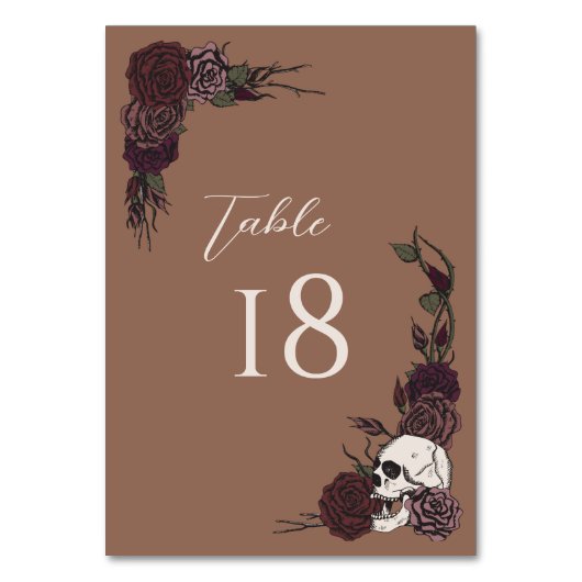Carte de Numéro de Table de Mariage Gothique Brun (Par défaut)
