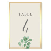 Carte de numéro de table de mariage Greenery Gold (Dos)