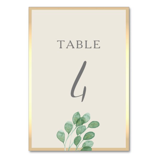 Carte de numéro de table de mariage Greenery Gold (Par défaut)