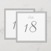 Carte de numéro de table de mariage gris pâle (Devant / Derrière)
