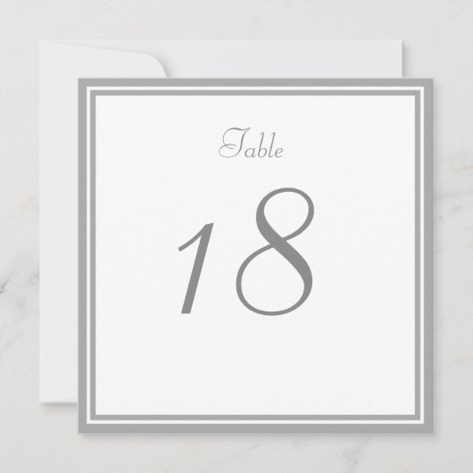Carte de numéro de table de mariage gris pâle (Devant)