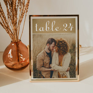Carte de numéro de table de mariage Kraft rustique