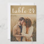 Carte de numéro de table de mariage Kraft rustique (Devant)