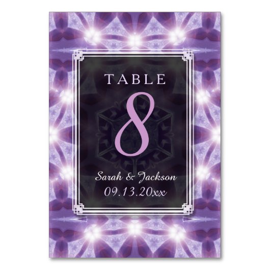 Carte de numéro de table de mariage Lavande Violet (Dos)