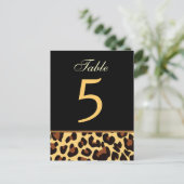 Carte de numéro de table de Mariage Léopard d'or e (Debout devant)