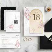Carte de numéro de table de mariage Magnolia Or Él