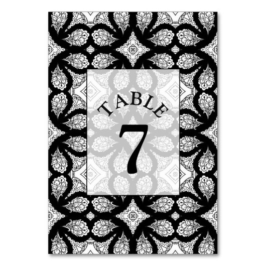 Carte de numéro de table de Mariage Mandala noir e (Par défaut)