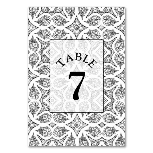 Carte de numéro de table de Mariage Mandala noir e (Par défaut)