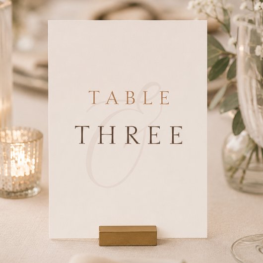 Carte de numéro de table de mariage marron Cocoa m