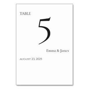 Carte de numéro de table de Mariage minimal