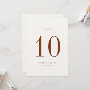 Carte de numéro de table de Mariage minimaliste