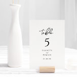 Carte de numéro de table de Mariage minimaliste si<br><div class="desc">Cette carte simple minimaliste de numéro de table de mariage est parfaite pour votre mariage moderne élégant. Ce design présente un script simple noir sur un arrière - plan blanc brillant neutre pour correspondre à votre mariage traditionnel classique ou à votre mariage boho minimaliste au printemps, en été, en automne...</div>