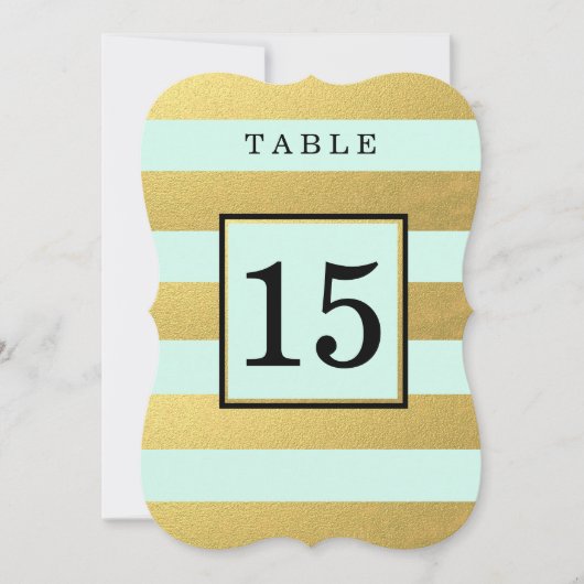 CARTE DE NUMÉRO DE TABLE DE MARIAGE MINT | OR CHIC (Devant)