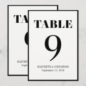 Carte de numéro de table de mariage moderne et aud (Devant / Derrière)