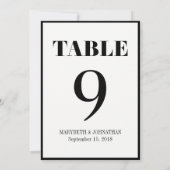 Carte de numéro de table de mariage moderne M. et  (Dos)