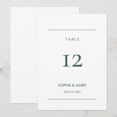 Carte de numéro de table de mariage modifiable Jun (Devant / Derrière)