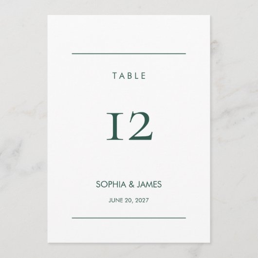 Carte de numéro de table de mariage modifiable Jun (Devant)