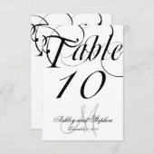 Carte de numéro de table de mariage monochrome à m (Devant / Derrière)