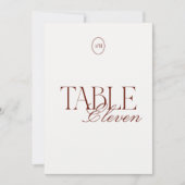 Carte de Numéro de Table de Mariage Monogramme en  (Devant)