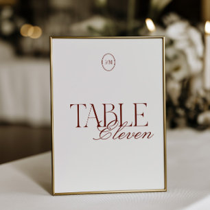 Carte de Numéro de Table de Mariage Monogramme en