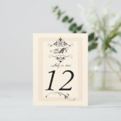 Carte de numéro de table de Mariage noir blanc ant (Debout devant)