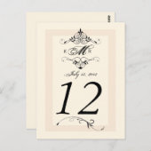 Carte de numéro de table de Mariage noir blanc ant (Devant / Derrière)