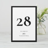 Carte de Numéro de Table de Mariage Noir et Blanc (Debout devant)