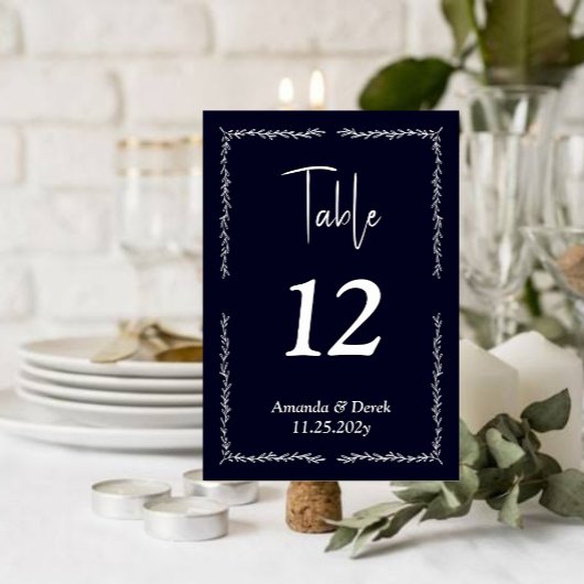 Carte de numéro de table de Mariage noir foncé ric
