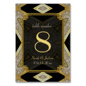 Carte de numéro de table de mariage noir or Art dé (Dos)