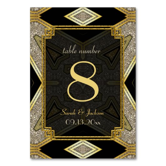 Carte de numéro de table de mariage noir or Art dé (Par défaut)