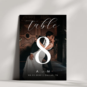 Carte de numéro de table de mariage noir photo déc