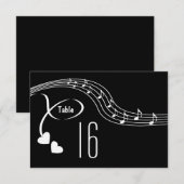 Carte de numéro de table de mariage Notes de musiq (Devant / Derrière)